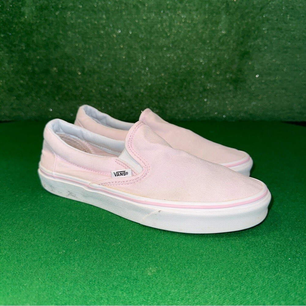 Vans Slip-On Sneakers in Light Pink and White